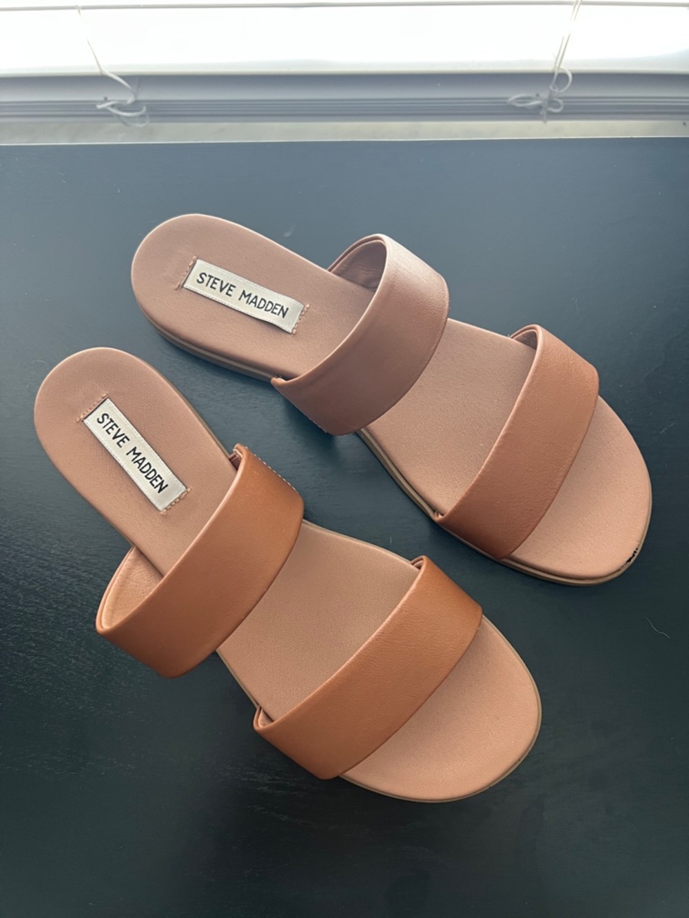 Steve Madden Women's Double-Strap Slide Sandals in Brown/Tan